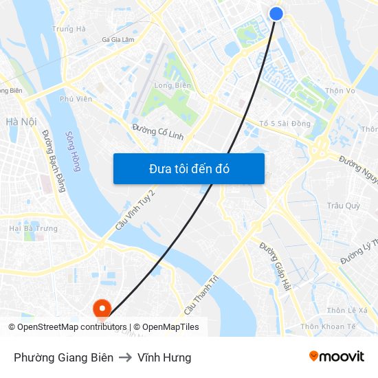 Phường Giang Biên to Vĩnh Hưng map
