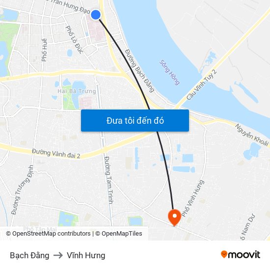 Bạch Đằng to Vĩnh Hưng map