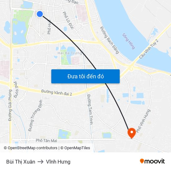 Bùi Thị Xuân to Vĩnh Hưng map