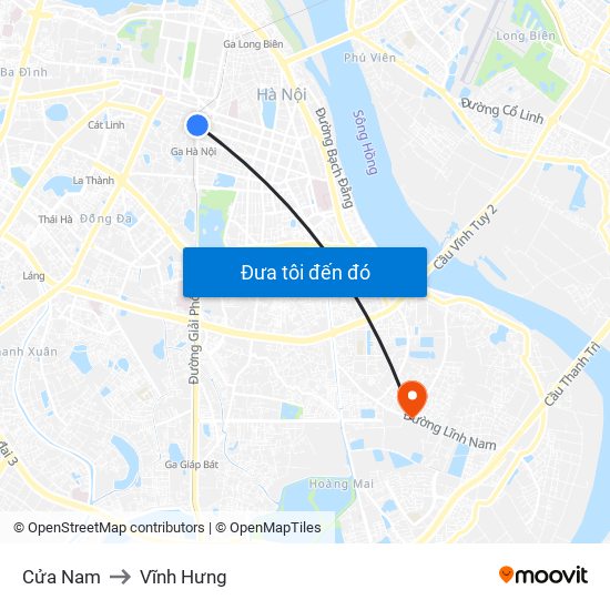 Cửa Nam to Vĩnh Hưng map