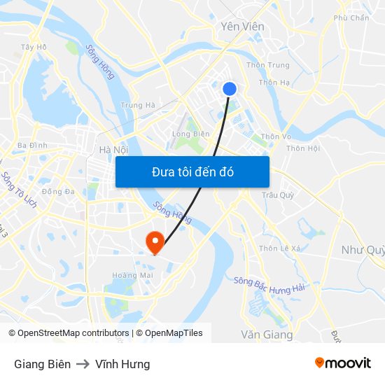 Giang Biên to Vĩnh Hưng map