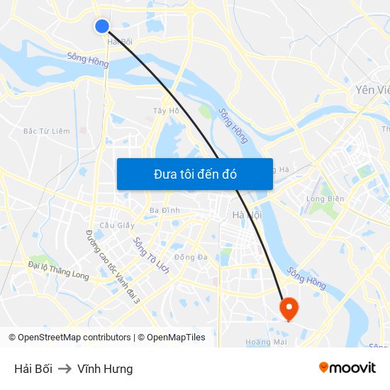 Hải Bối to Vĩnh Hưng map