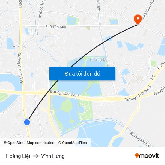 Hoàng Liệt to Vĩnh Hưng map