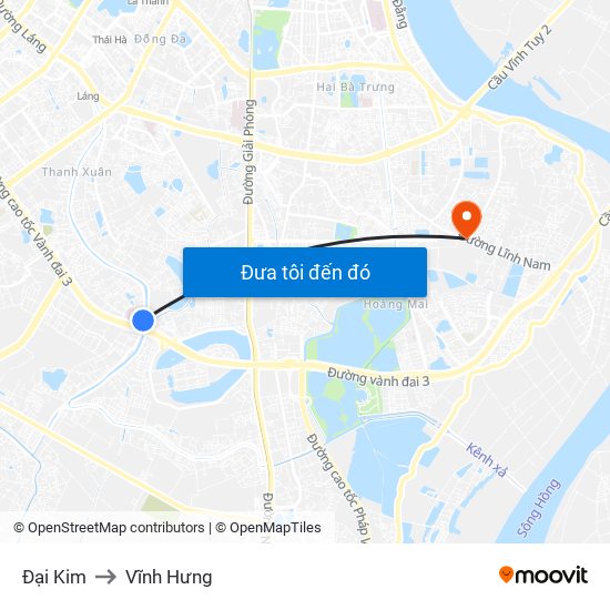 Đại Kim to Vĩnh Hưng map
