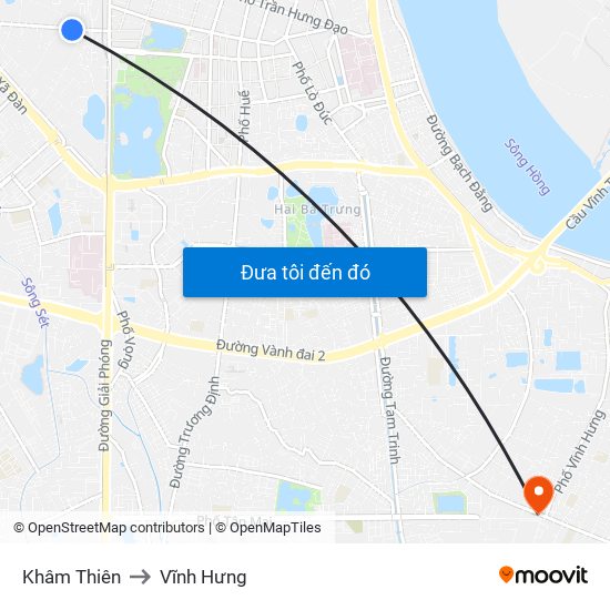 Khâm Thiên to Vĩnh Hưng map