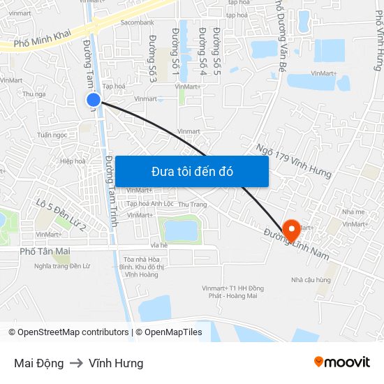 Mai Động to Vĩnh Hưng map