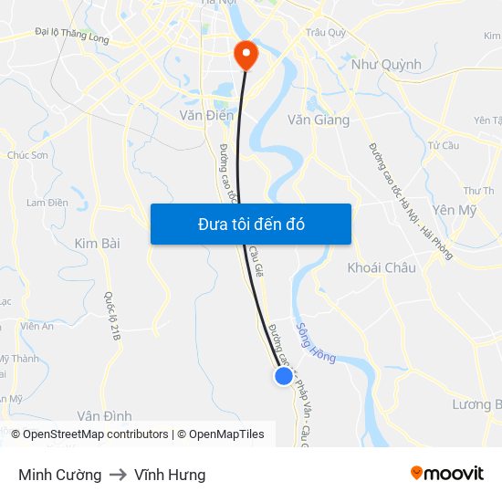 Minh Cường to Vĩnh Hưng map