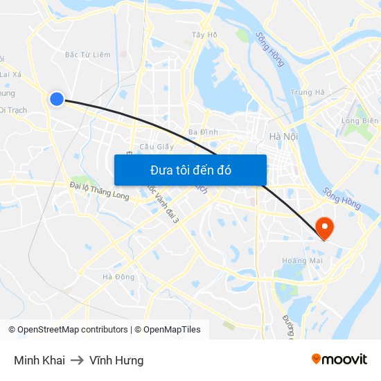 Minh Khai to Vĩnh Hưng map