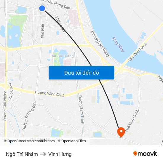 Ngô Thì Nhậm to Vĩnh Hưng map