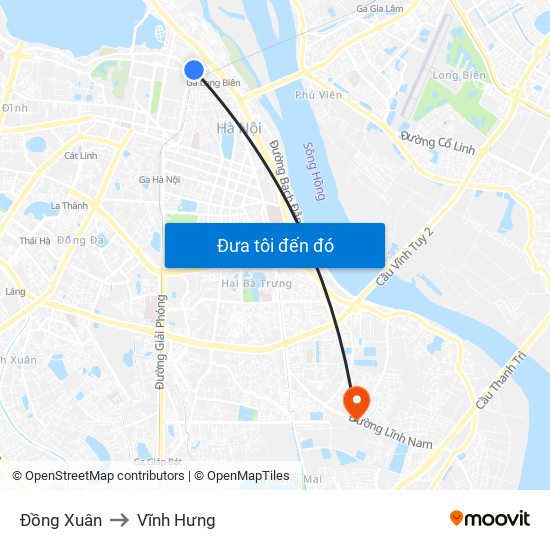 Đồng Xuân to Vĩnh Hưng map