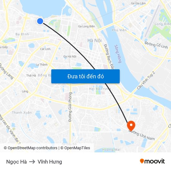 Ngọc Hà to Vĩnh Hưng map