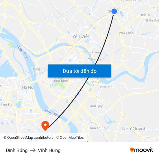 Đình Bảng to Vĩnh Hưng map
