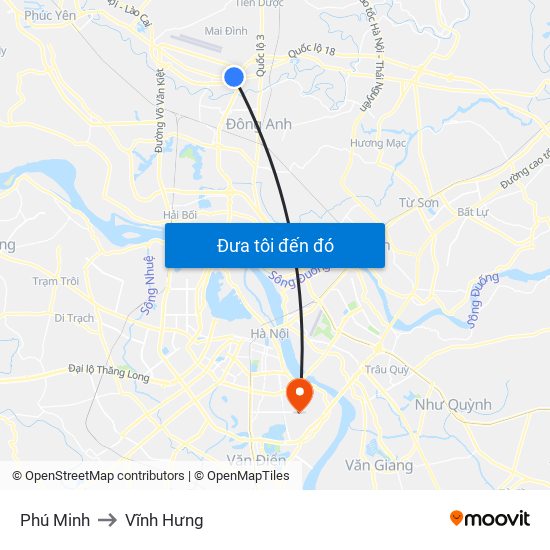 Phú Minh to Vĩnh Hưng map