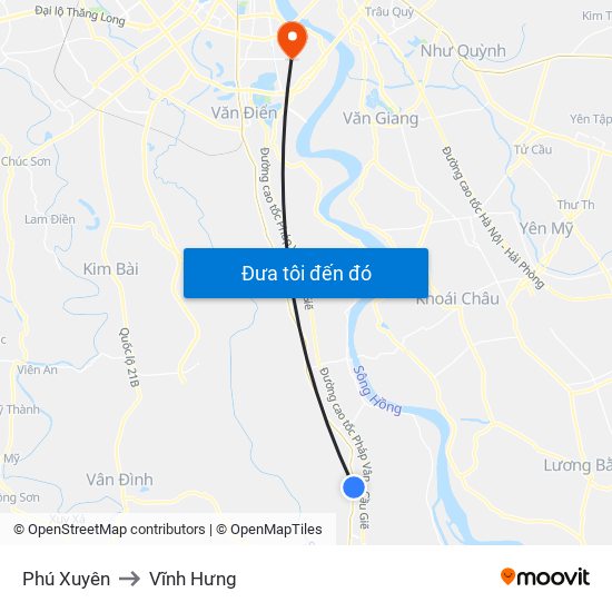 Phú Xuyên to Vĩnh Hưng map