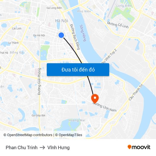 Phan Chu Trinh to Vĩnh Hưng map
