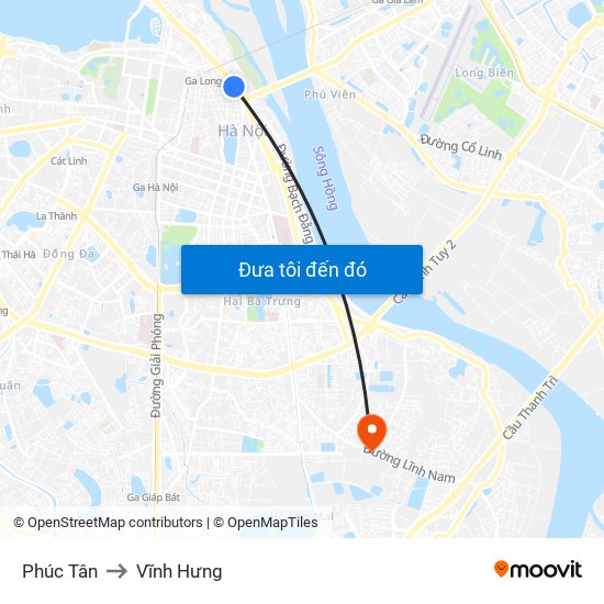 Phúc Tân to Vĩnh Hưng map