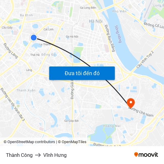 Thành Công to Vĩnh Hưng map