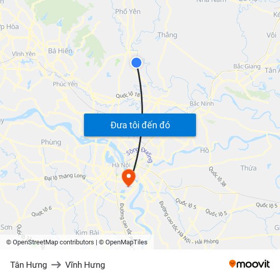 Tân Hưng to Vĩnh Hưng map