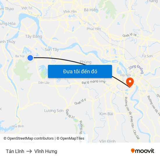 Tản Lĩnh to Vĩnh Hưng map