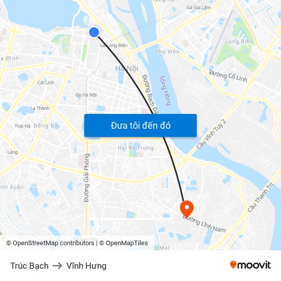 Trúc Bạch to Vĩnh Hưng map