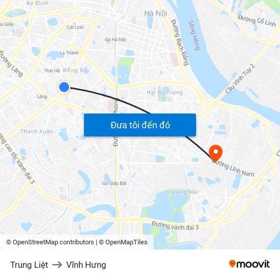 Trung Liệt to Vĩnh Hưng map