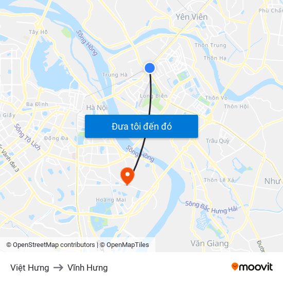 Việt Hưng to Vĩnh Hưng map
