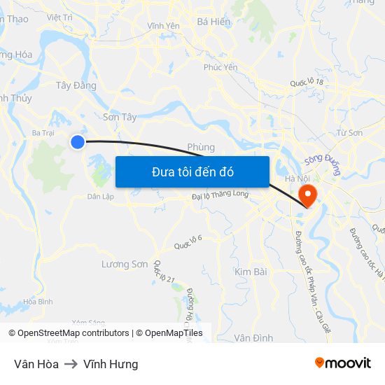 Vân Hòa to Vĩnh Hưng map
