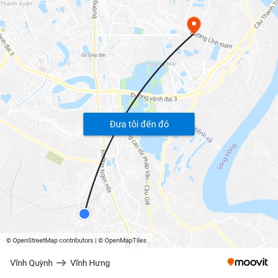 Vĩnh Quỳnh to Vĩnh Hưng map