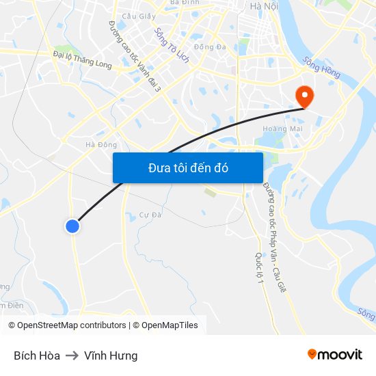 Bích Hòa to Vĩnh Hưng map