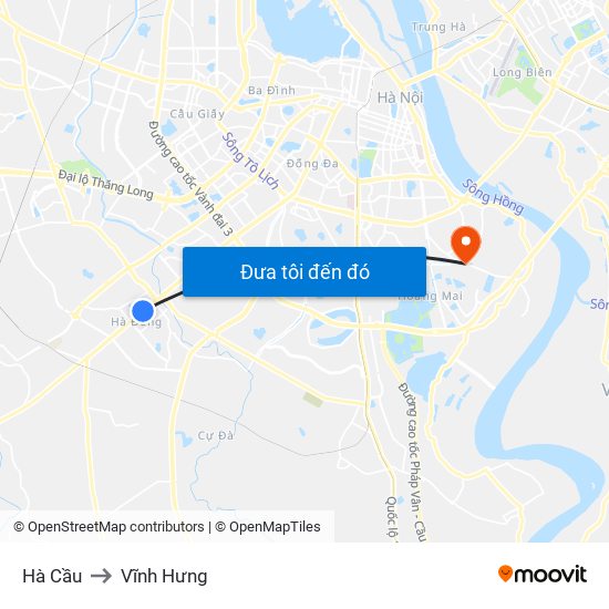 Hà Cầu to Vĩnh Hưng map