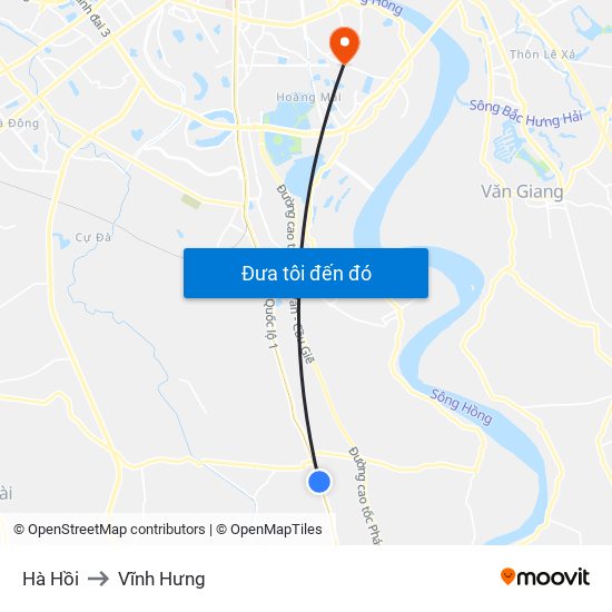 Hà Hồi to Vĩnh Hưng map