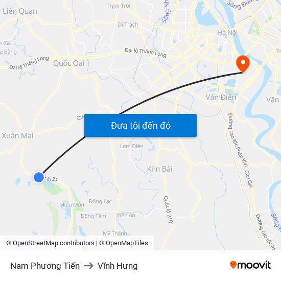 Nam Phương Tiến to Vĩnh Hưng map