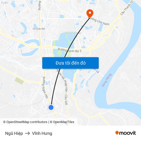 Ngũ Hiệp to Vĩnh Hưng map