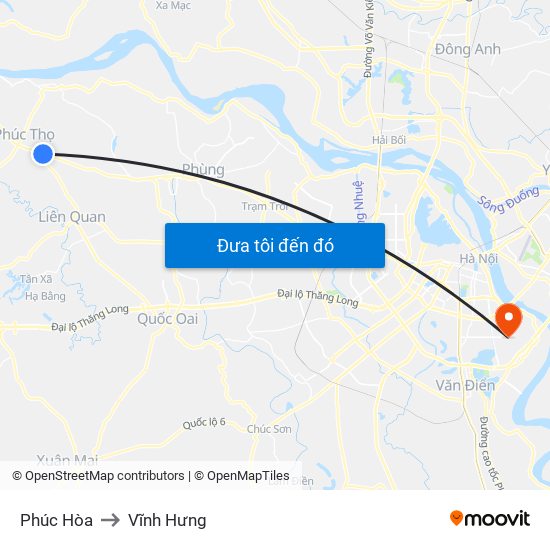 Phúc Hòa to Vĩnh Hưng map