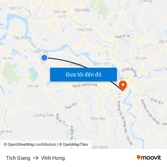 Tích Giang to Vĩnh Hưng map