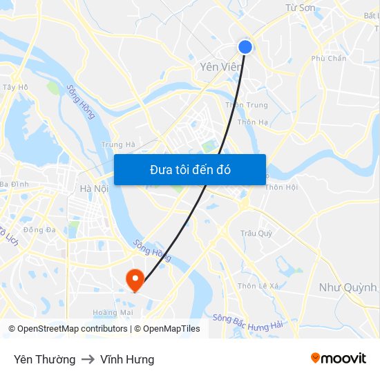 Yên Thường to Vĩnh Hưng map