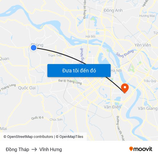Đồng Tháp to Vĩnh Hưng map