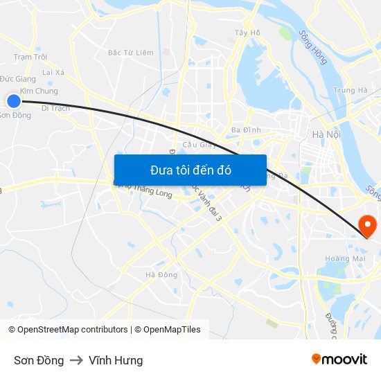 Sơn Đồng to Vĩnh Hưng map