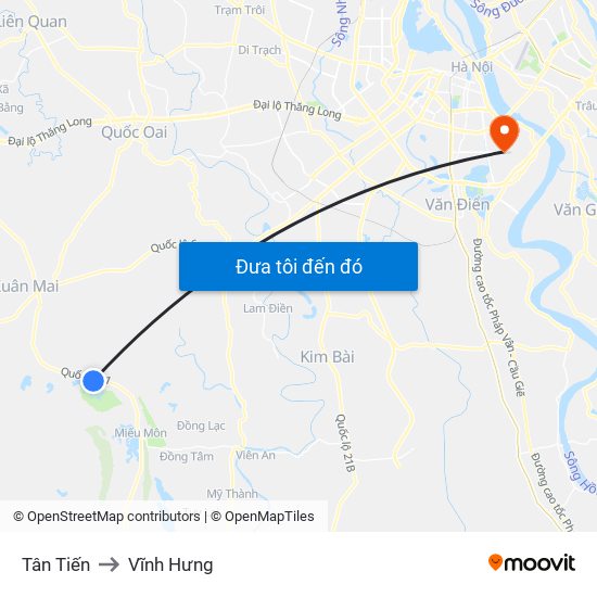 Tân Tiến to Vĩnh Hưng map