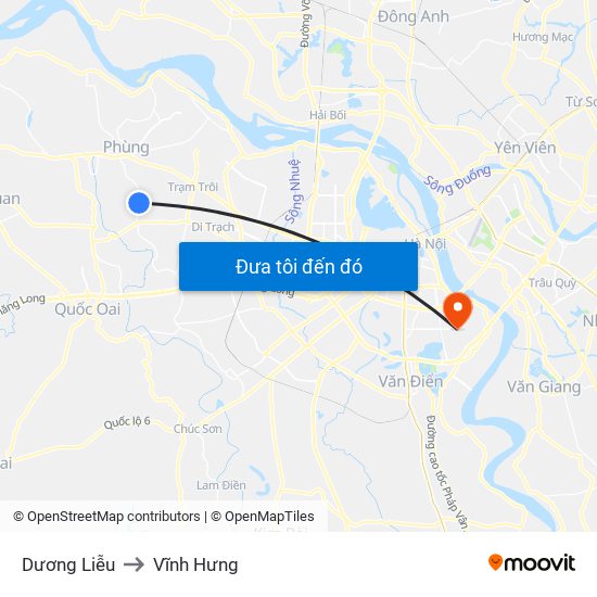 Dương Liễu to Vĩnh Hưng map