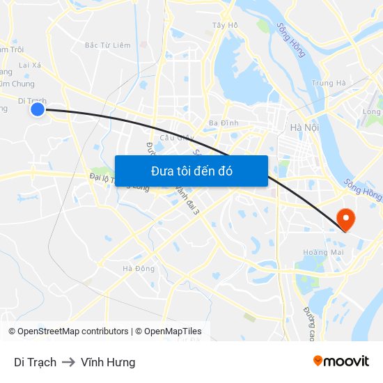 Di Trạch to Vĩnh Hưng map