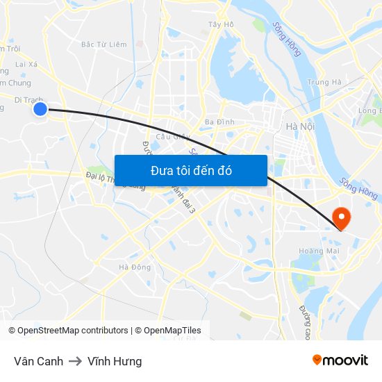 Vân Canh to Vĩnh Hưng map