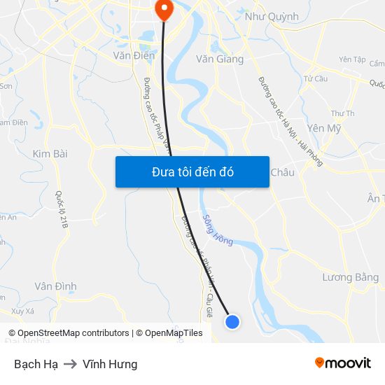 Bạch Hạ to Vĩnh Hưng map