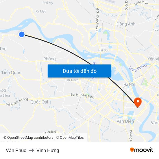 Vân Phúc to Vĩnh Hưng map