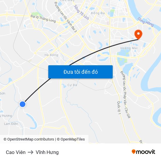 Cao Viên to Vĩnh Hưng map