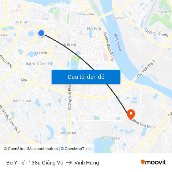 Bộ Y Tế - 138a Giảng Võ to Vĩnh Hưng map