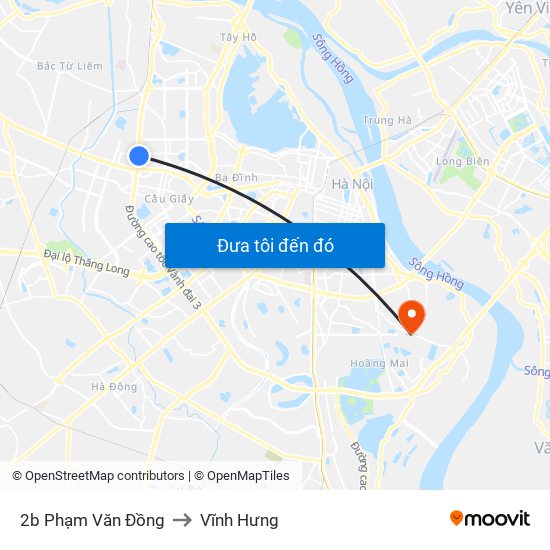 2b Phạm Văn Đồng to Vĩnh Hưng map