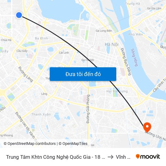 Trung Tâm Khtn Công Nghệ Quốc Gia - 18 Hoàng Quốc Việt to Vĩnh Hưng map