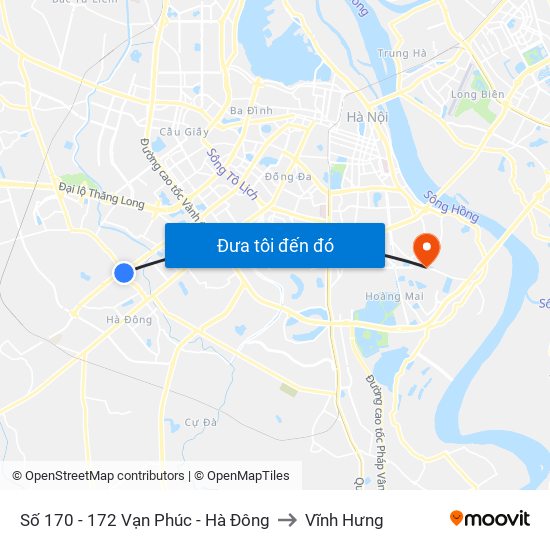 Số 170 - 172 Vạn Phúc - Hà Đông to Vĩnh Hưng map