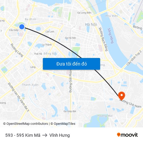 593 - 595 Kim Mã to Vĩnh Hưng map